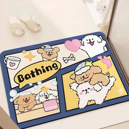Shower Puppy Couple Bathroom Absorbant Mat - Size 40x60cm / 50x80cm