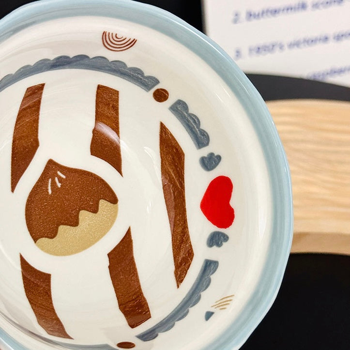 Chestnut Ceramic Cereal Bowl Set | Cute Bowl with Spoon