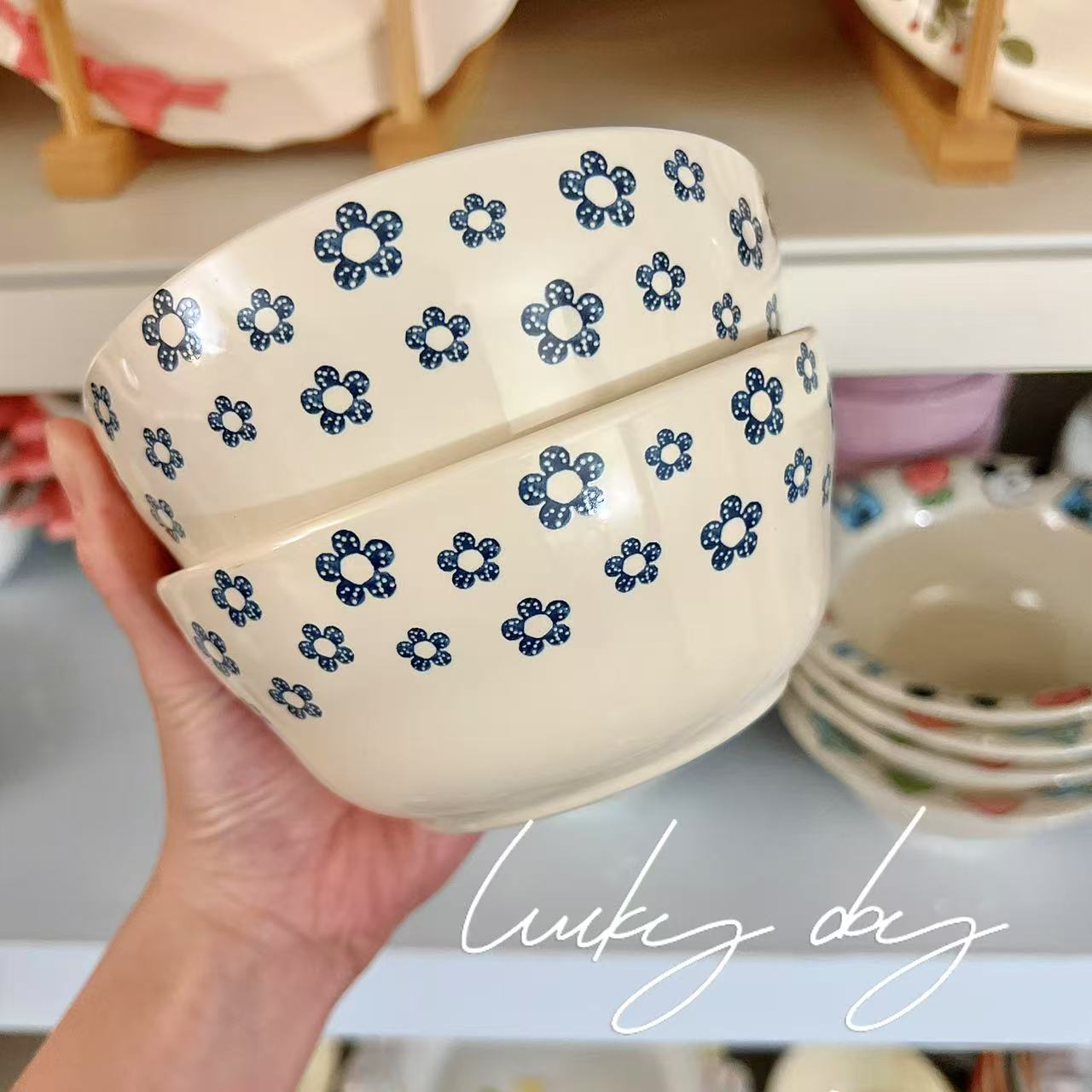 Blue Blossom Ceramic Cereal Bowl, 5-Inch