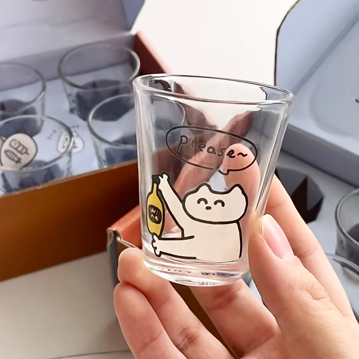 Cute Animal Soju Glass Gift Set - Set of 4, 50ML Capacity