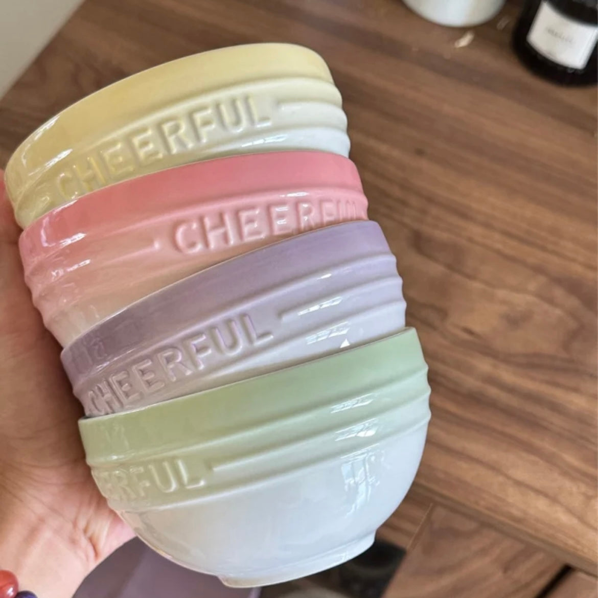 Macaron Gradient Cereal Bowl Set - Set of 4 | 4.5-Inch Pastel Ceramic Bowls