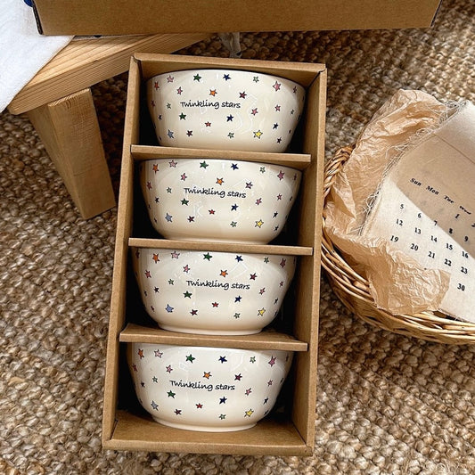Twinkling Stars Ceramic Bowl Gift Set – Set of 4