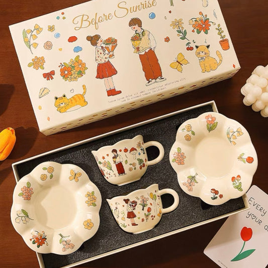 Ceramic Couple Mug Gift Set - Perfect Anniversary or Wedding Gift