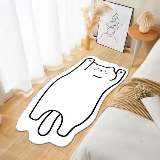 Stretching Cat Plush Bedside Rug