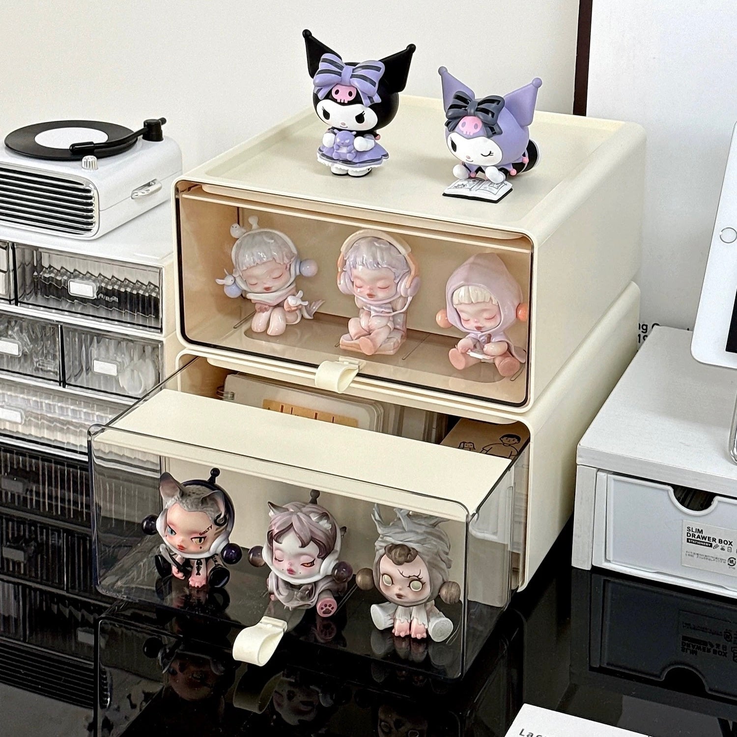 Cute Blind Box Display Drawer – Stackable Organizer for Pop Mart & Collectible Figurines