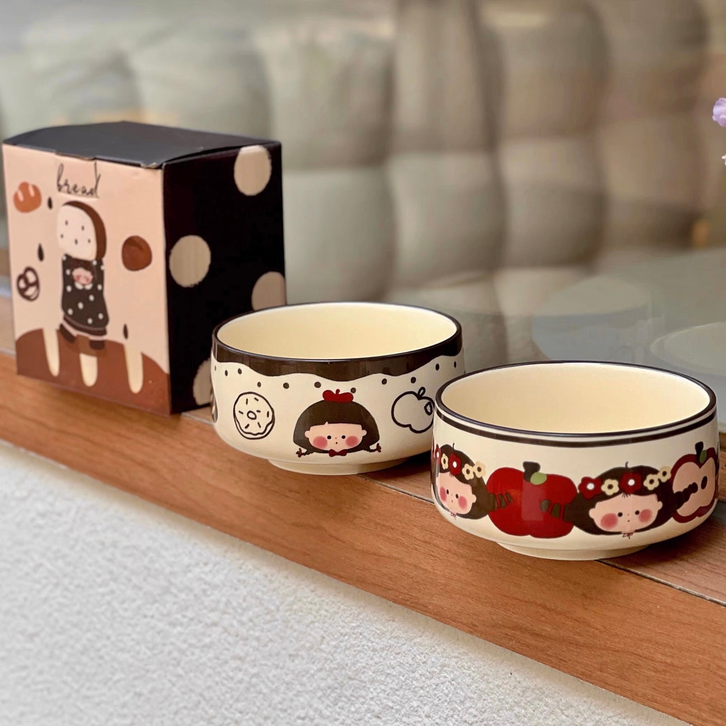 Apple Girl Hand-Painted Ceramic Cereal Bowl – 350ML