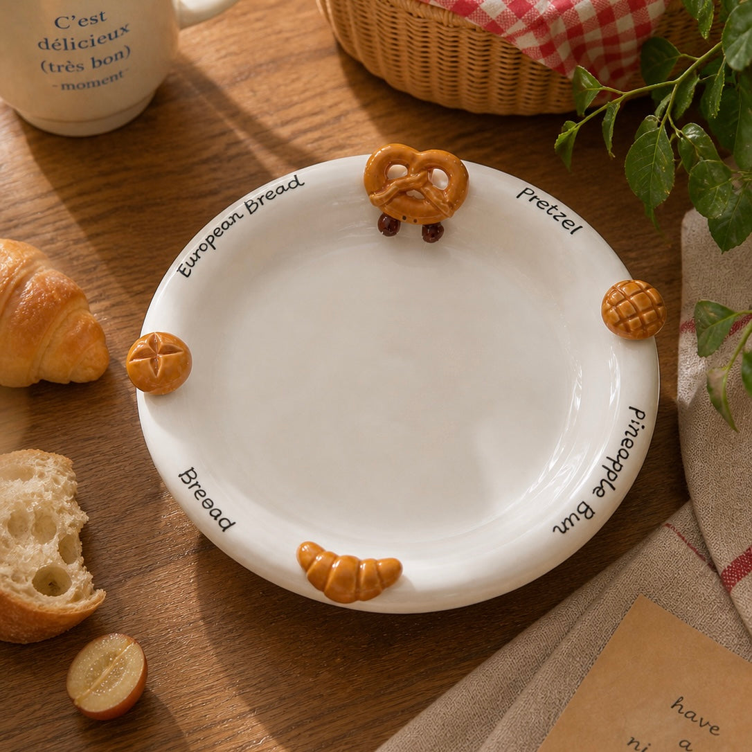Hand-Painted 3D Bread Ceramic Deep Plate, 8.4-Inch