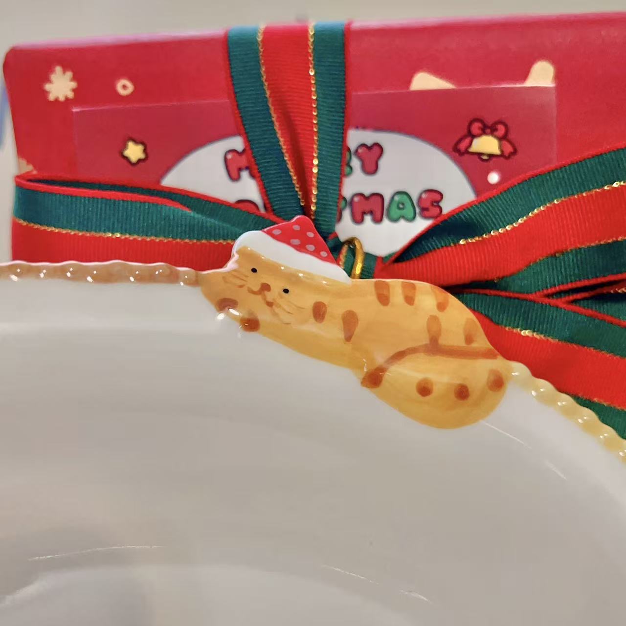 Colorful Kitty Ceramic Oval Dessert Plate, 8.7-Inch | Christmas Gift