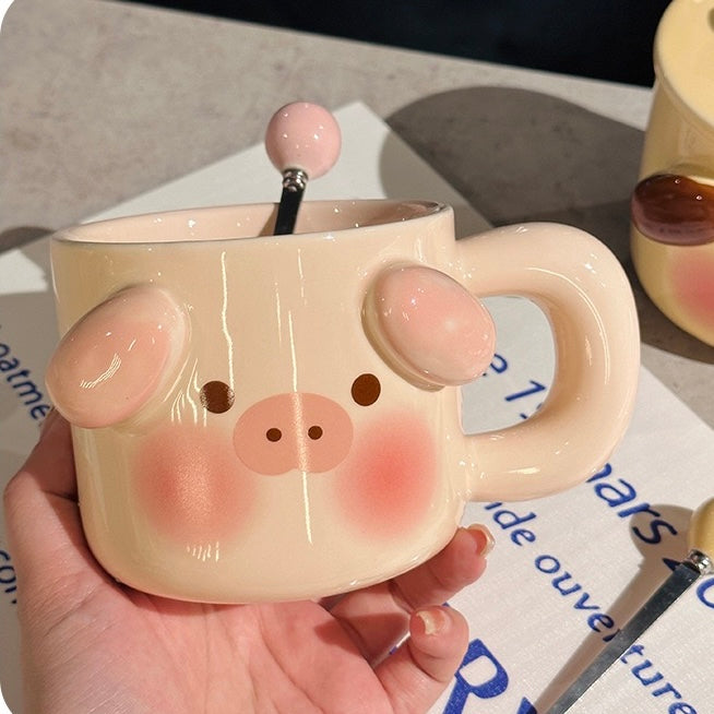 Peachy Pig and Appley Pup Ceramic Mug, 400ML Capacity