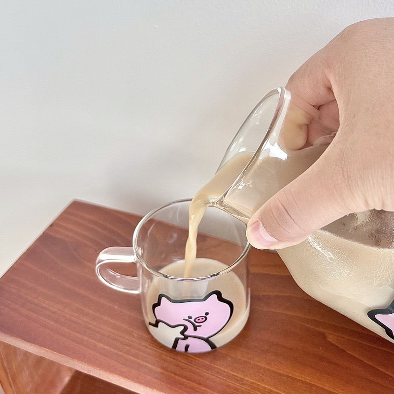 Cute Piggy Glass Pitcher Set – Cute 4-Piece Gift Box