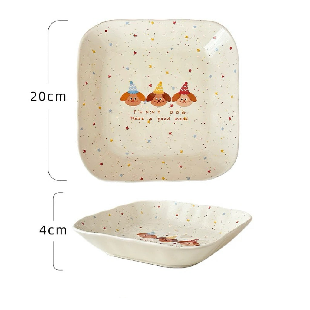 Cute Funny Dog Ceramic Plate – 8” Round & Square