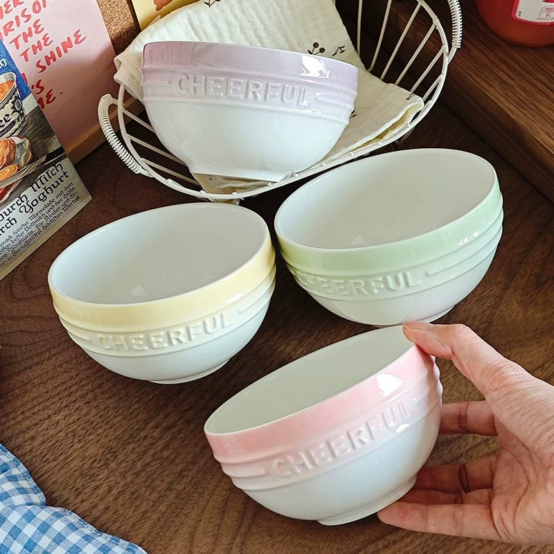 Macaron Gradient Cereal Bowl Set - Set of 4 | 4.5-Inch Pastel Ceramic Bowls