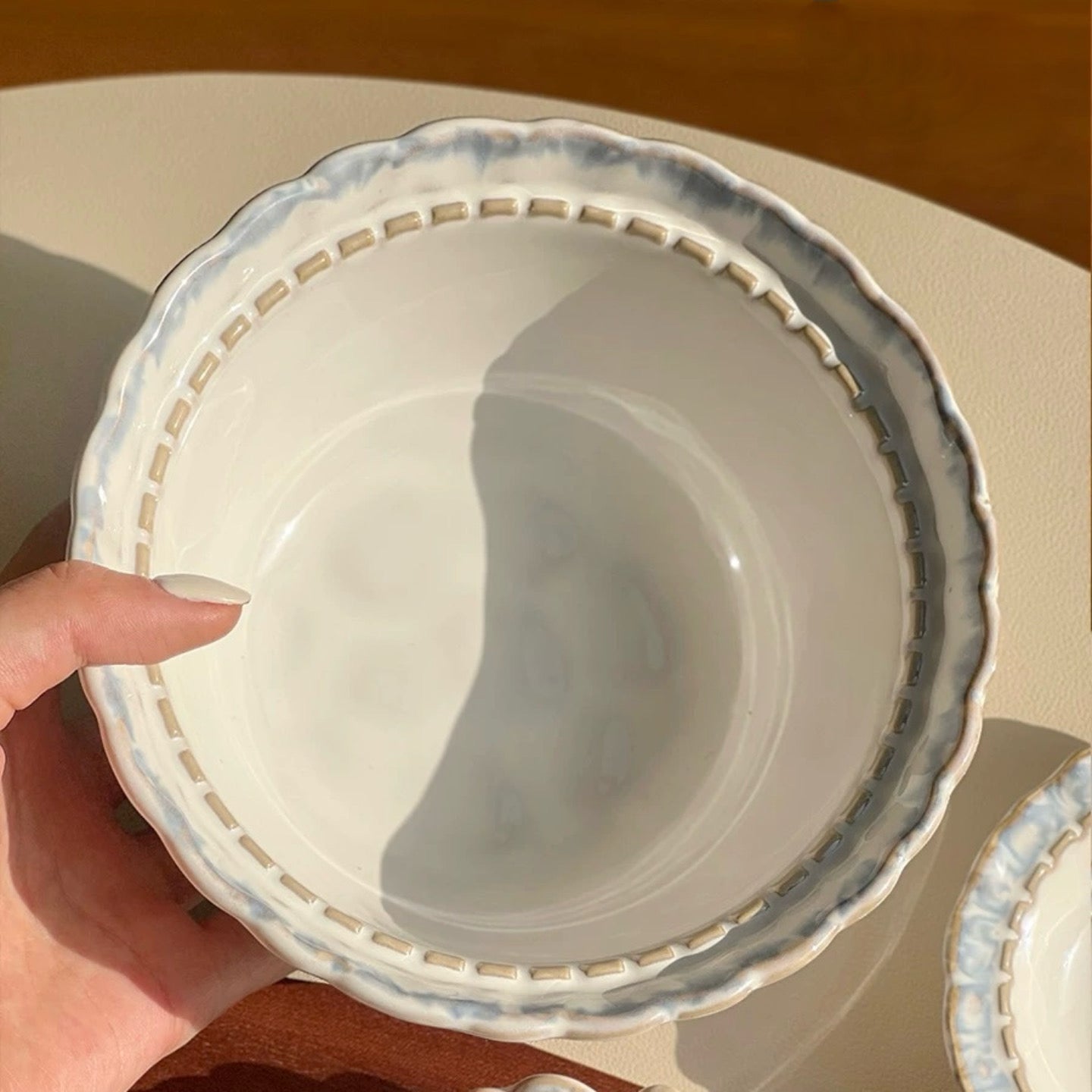 Vintage Smoky Blue Series Dinnerware Set – Rustic Ceramic Plates & Bowls