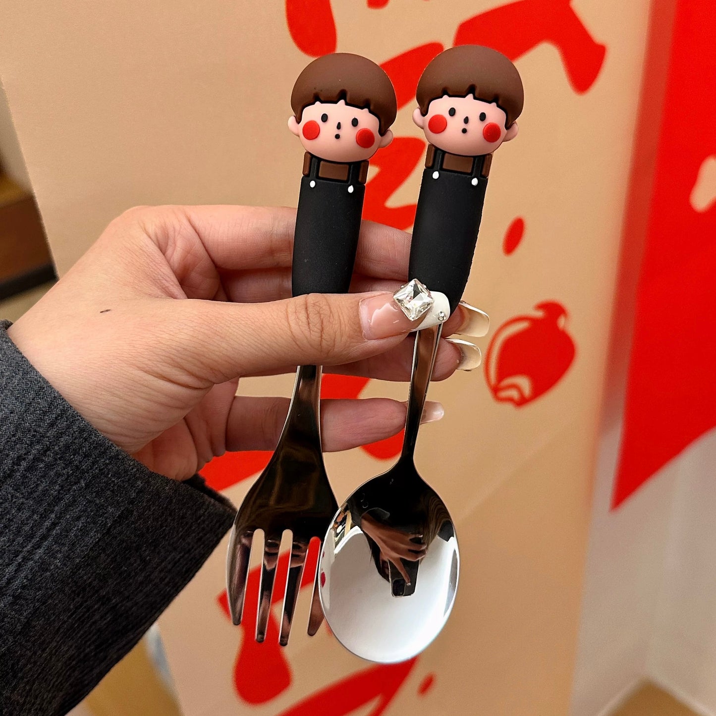 Cute Couple Stainless Steel Fork & Spoon Set