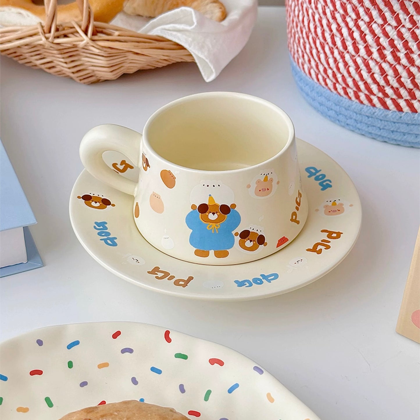 Creamy Piggy Ceramic Coffee Mug Set, 270ML Capacity