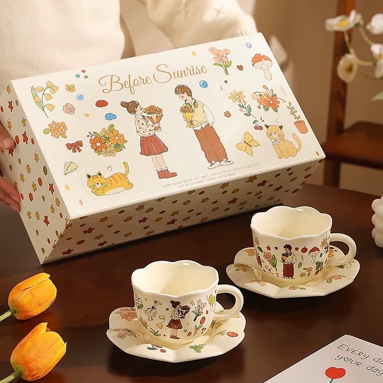 Ceramic Couple Mug Gift Set - Perfect Anniversary or Wedding Gift