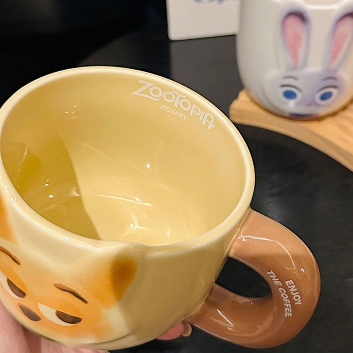 Zootopia Ceramic Mug – Judy Hopps & Nick Wilde | Large Capacity Coffee Cup, Cute Gift for Fans & Couples