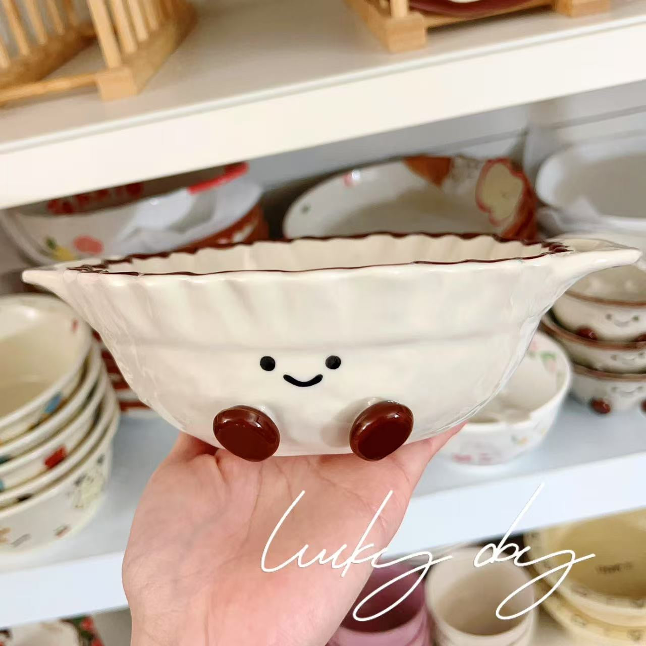 Cocoa Bean Ceramic Ramen Bowl with Handles – 780ML