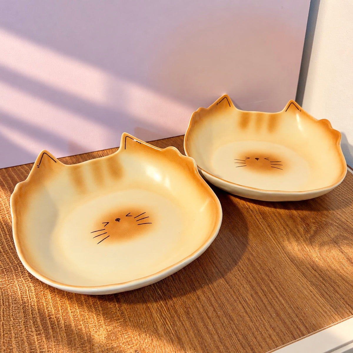 Hand-Painted Bread Kitten Ceramic Dessert Plate – 7.5-Inch