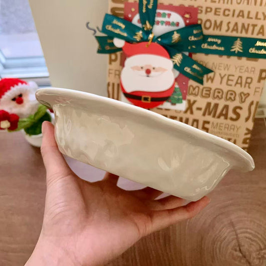 Cute Snowman Ceramic Deep Plate, 8.1-Inch | Christmas Gift