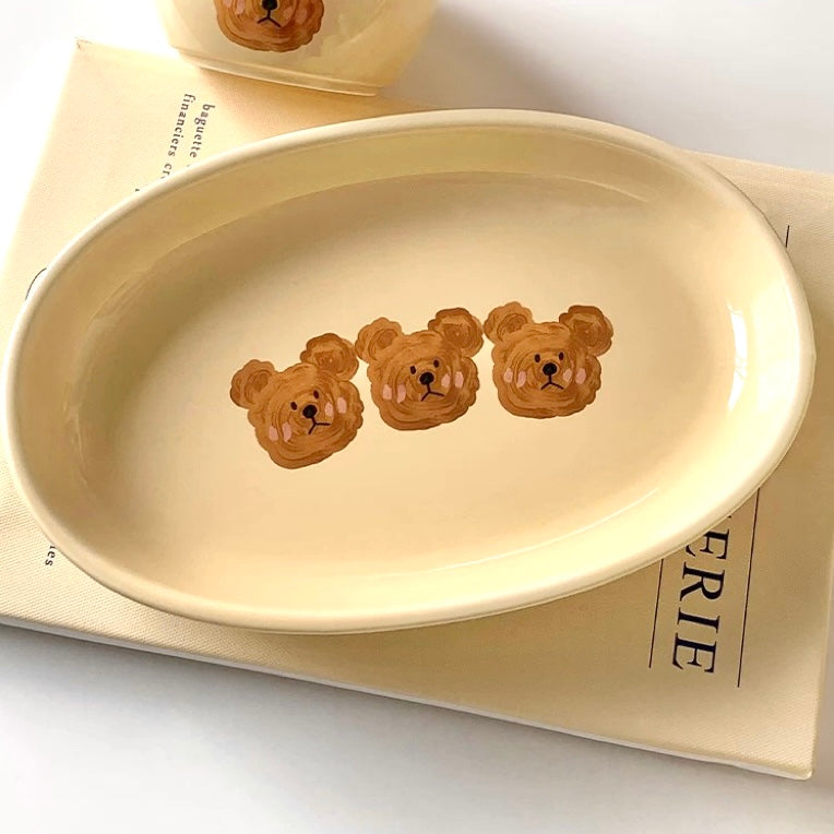 Emo Bear Oval Ceramic Plate, 10-Inch