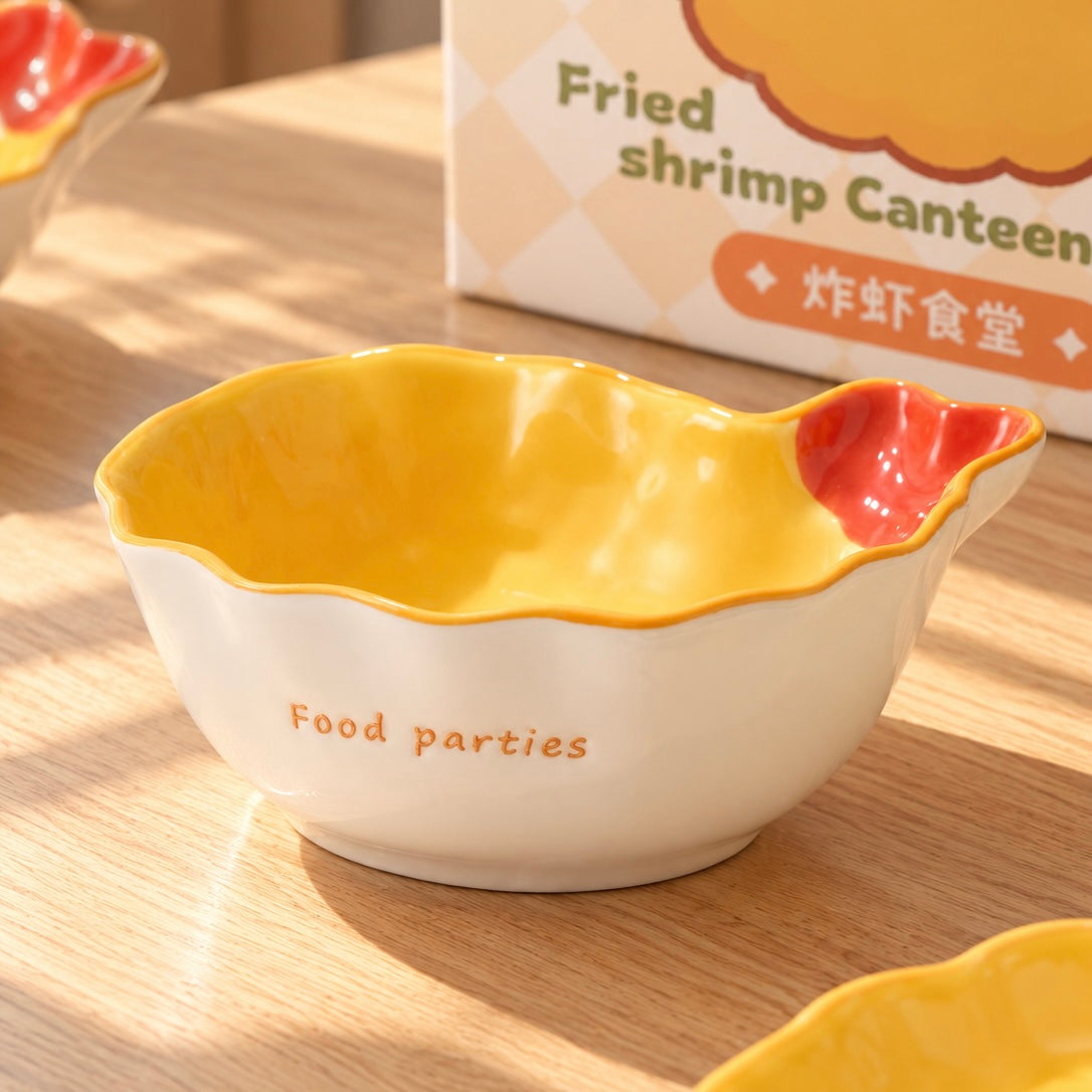 Hand-Painted Fried Shrimp Ceramic Tableware Gift Set – Set of 5