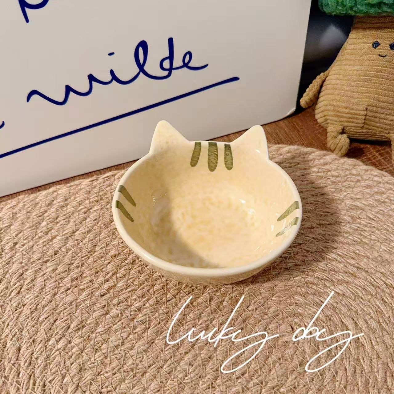 Hand-Painted Cat Shaped Ceramic Dipping Bowl - 140ML