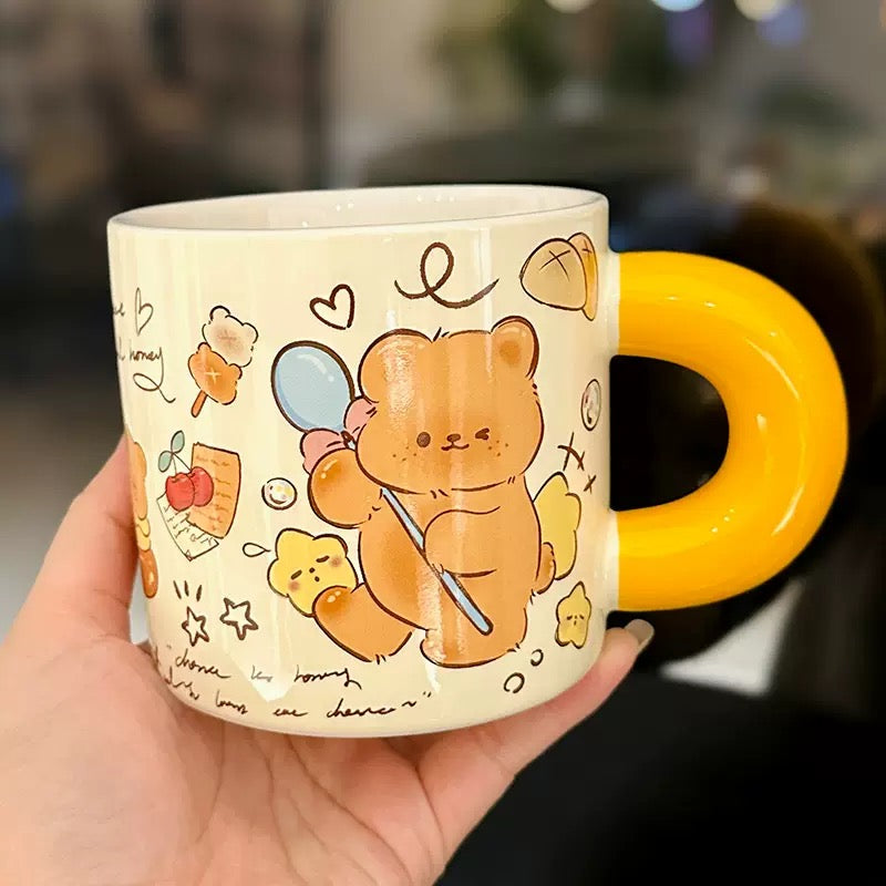 Cute Bunny & Bear Ceramic Mug – 450ML Capacity