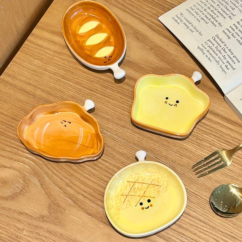Bread-Shaped Ceramic Sauce Dishes