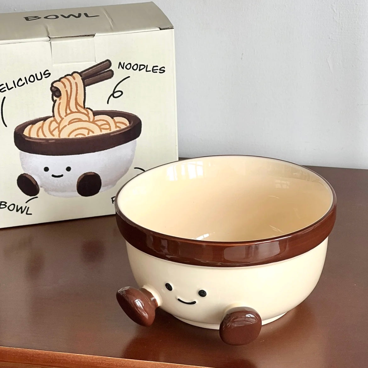 Cute Footed Ceramic Ramen Bowl – 1000ML Capacity