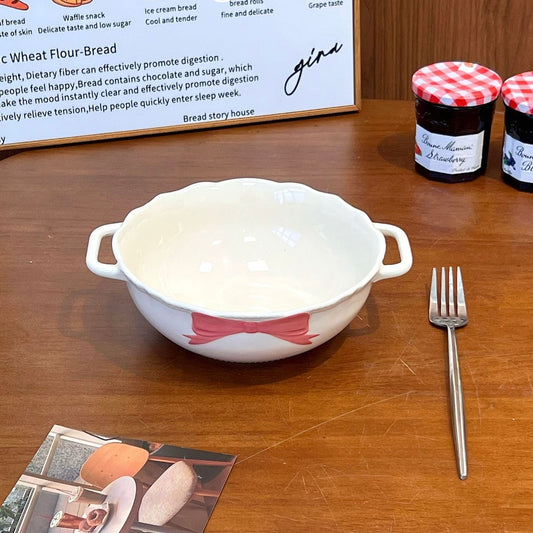Creamy Bow Double Handle Soup Bowl – 900ML