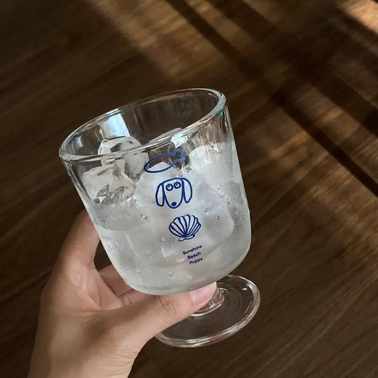 Shell Puppy Footed Glass Cup – 300ML Capacity