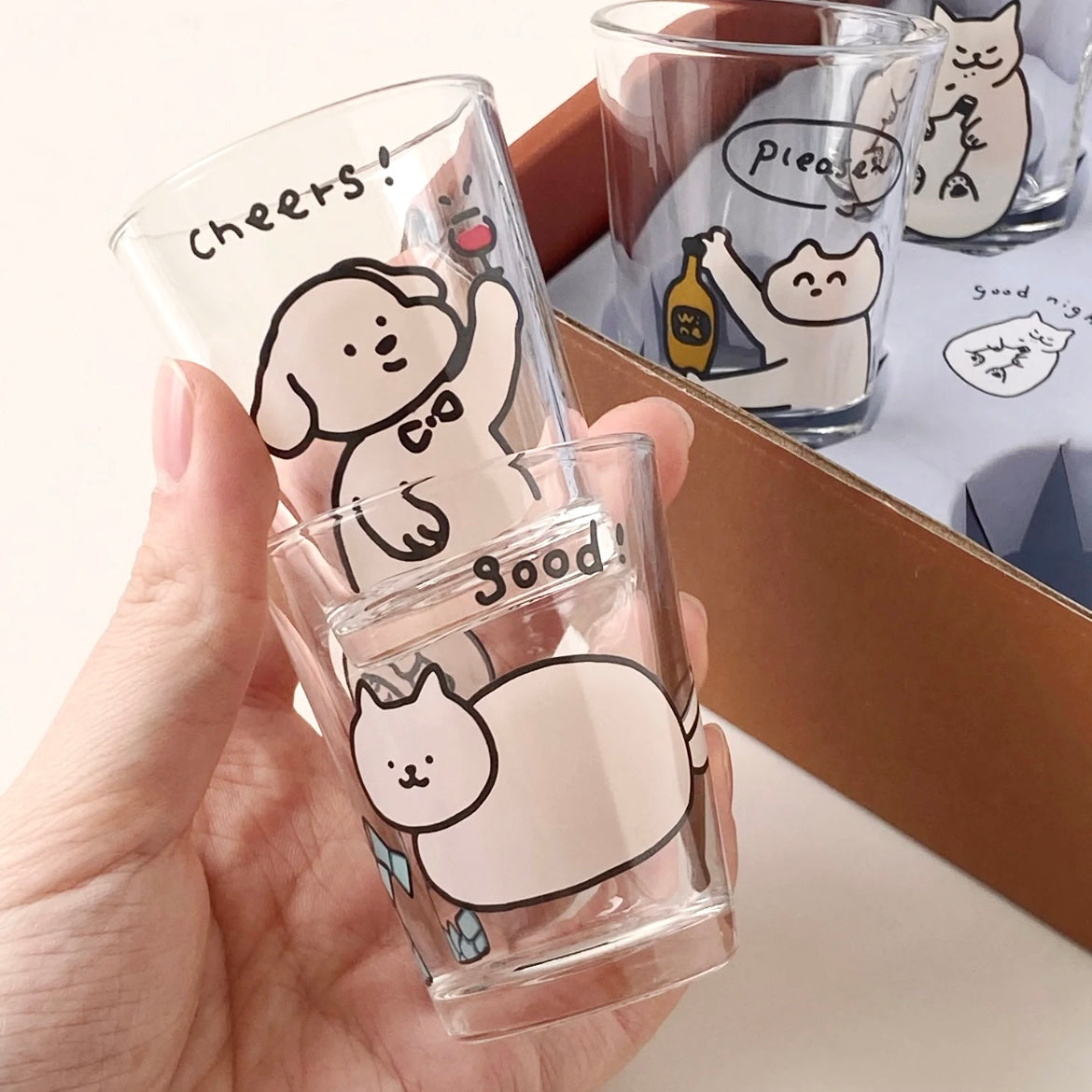 Cute Animal Soju Glass Gift Set - Set of 4, 50ML Capacity
