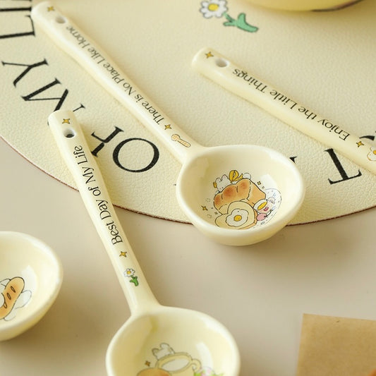 Bread Bunny Ceramic Spoon | Cute & Cozy Spoon, 4 Adorable Designs