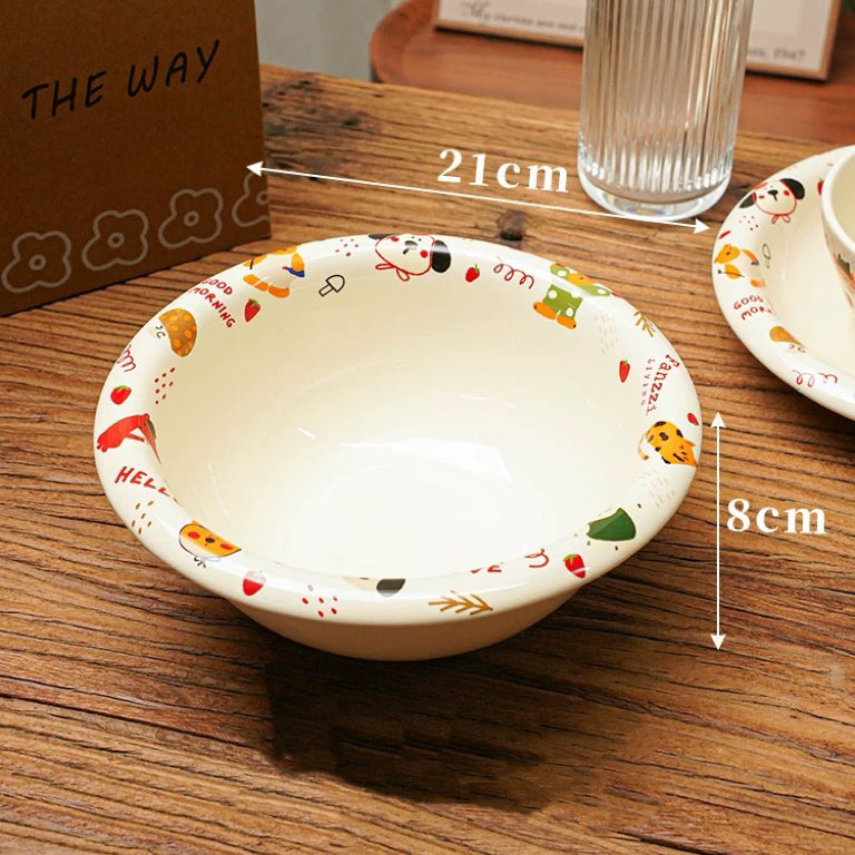 Colorful Fairytale Ceramic Bowls – Yogurt Bowl & Ramen Bowl Options | 700ml & 1000ml Capacity,
