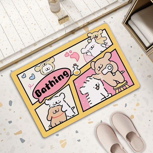 Puppy Couple Bathroom Absorbent Mat - Size 40x60cm / 50x80cm