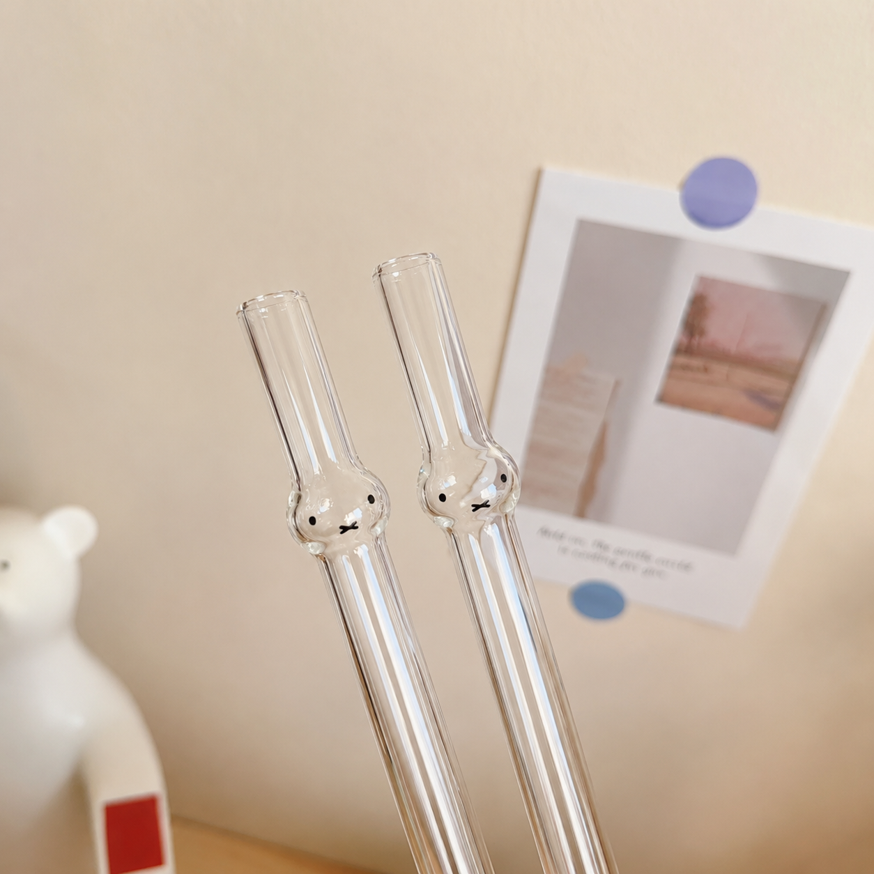 Reusable Miffy Bunny Glass Straw – 21CM