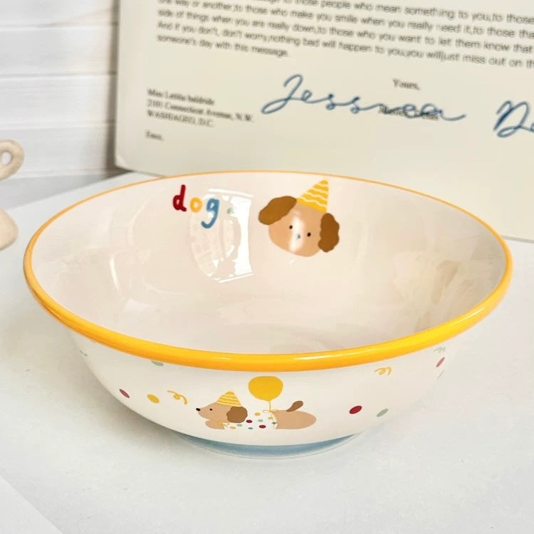 Cat & Dog Party Ceramic Ramen Bowl – 1000ML