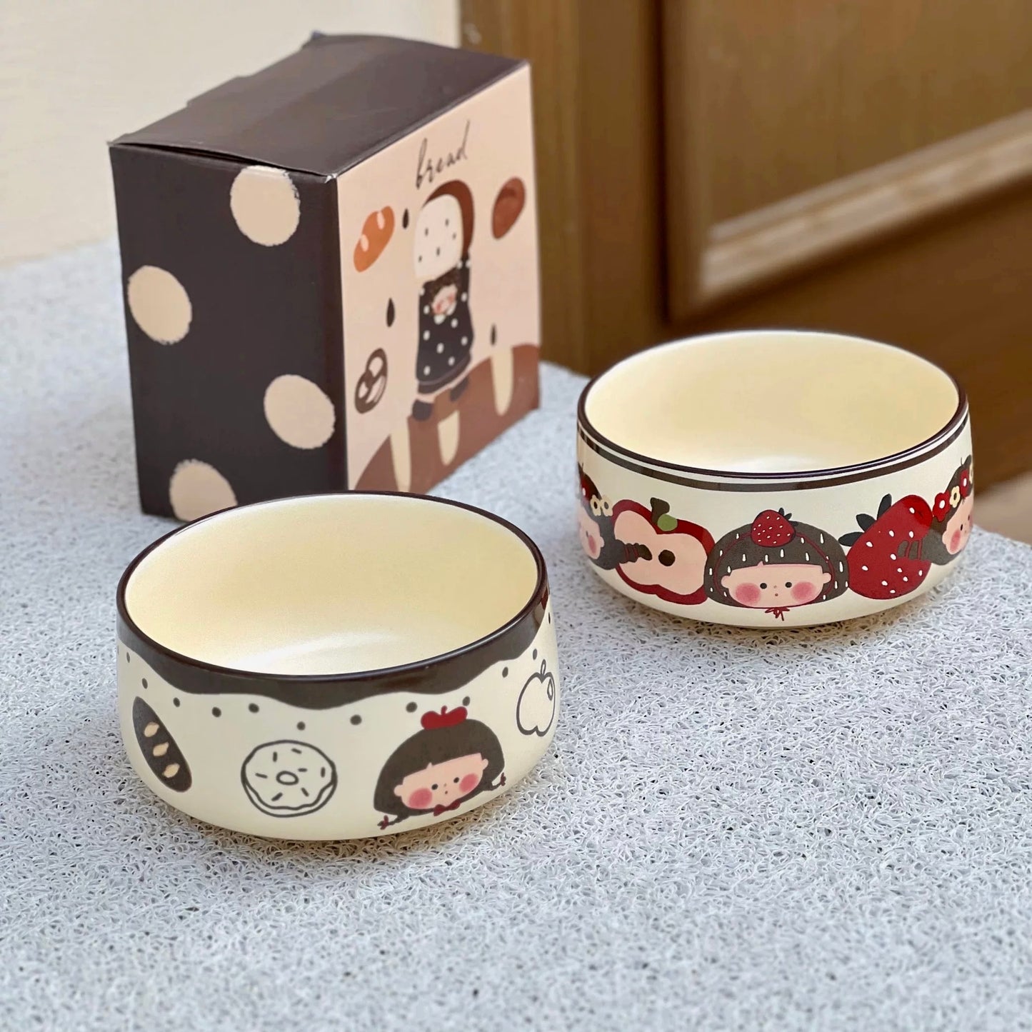 Apple Girl Hand-Painted Ceramic Cereal Bowl – 350ML