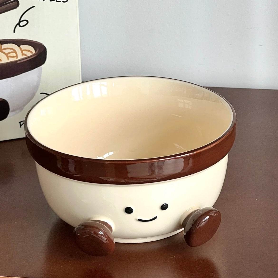 Cute Footed Ceramic Ramen Bowl – 1000ML Capacity