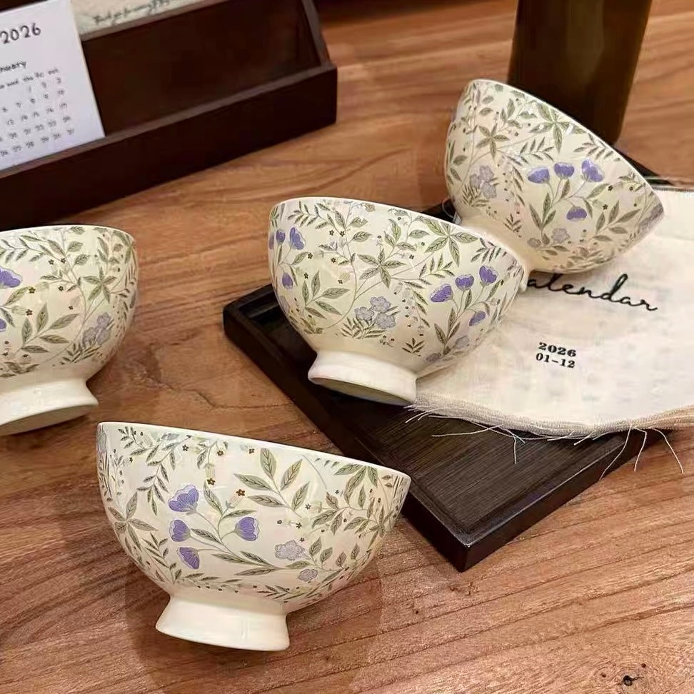 Vintage Floral Ceramic Bowl Gift Set – Set of 4