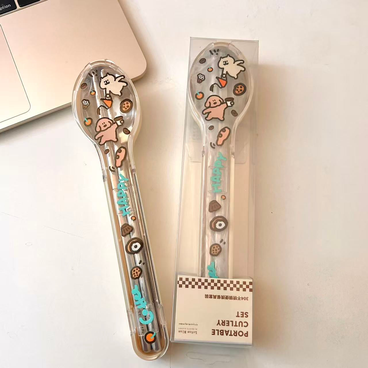 Doodle Cutlery Set with Travel Case - Set of 2