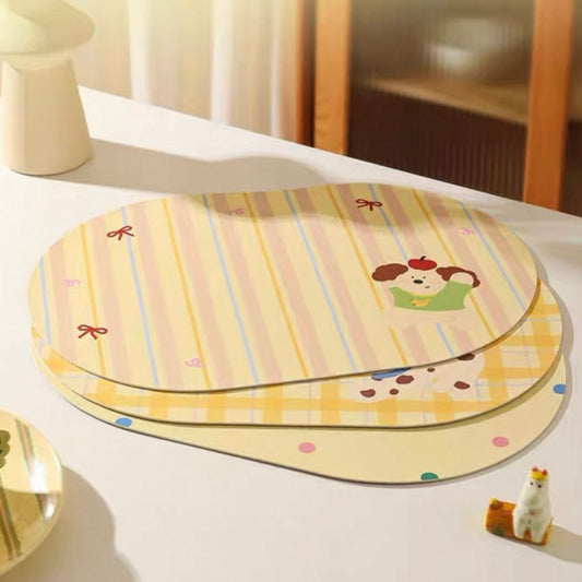 Colorful Puppy Leather Dining Table Mats, 45x30cm