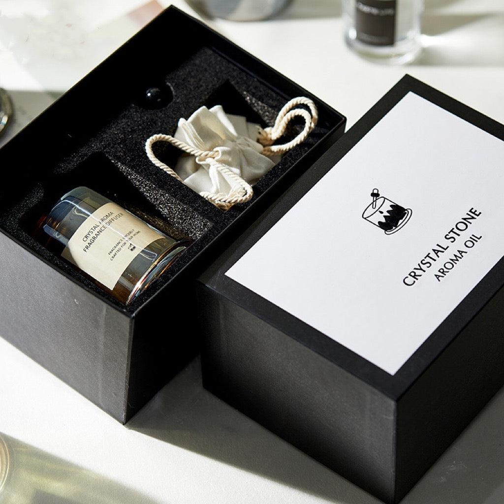 Luxury Aroma Diffuser Gift Box with Natural Crystal Stones, Perfect Gift Set