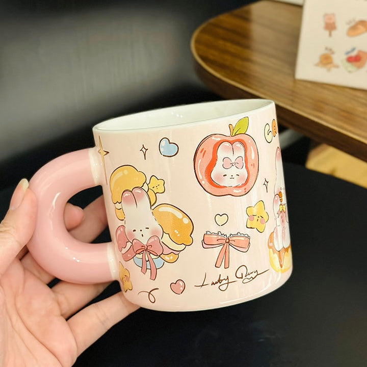 Cute Bunny & Bear Ceramic Mug – 450ML Capacity