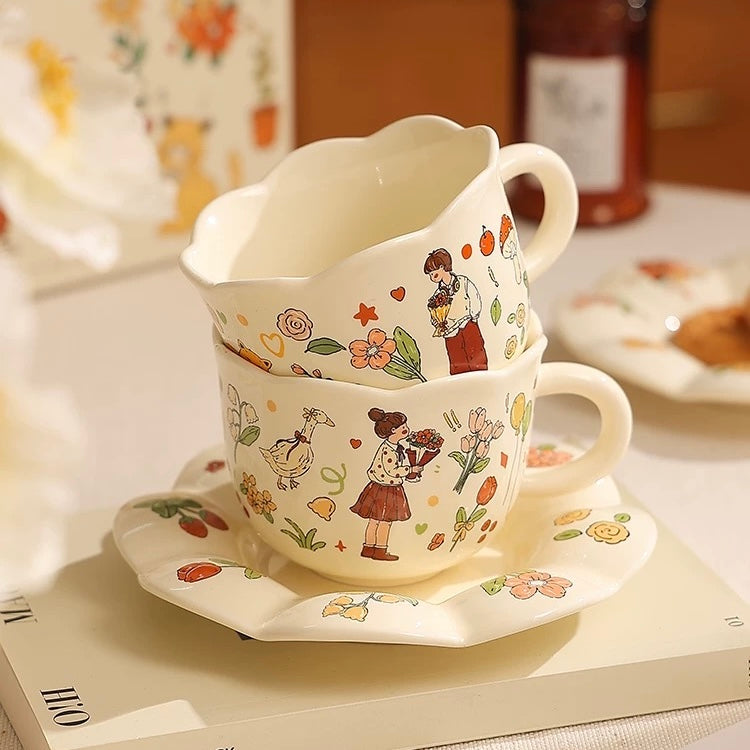 Ceramic Couple Mug Gift Set - Perfect Anniversary or Wedding Gift