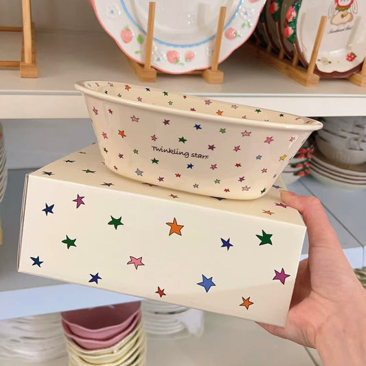 Twinkling Star Oval Ceramic Bowl - Gift Ready Packaging