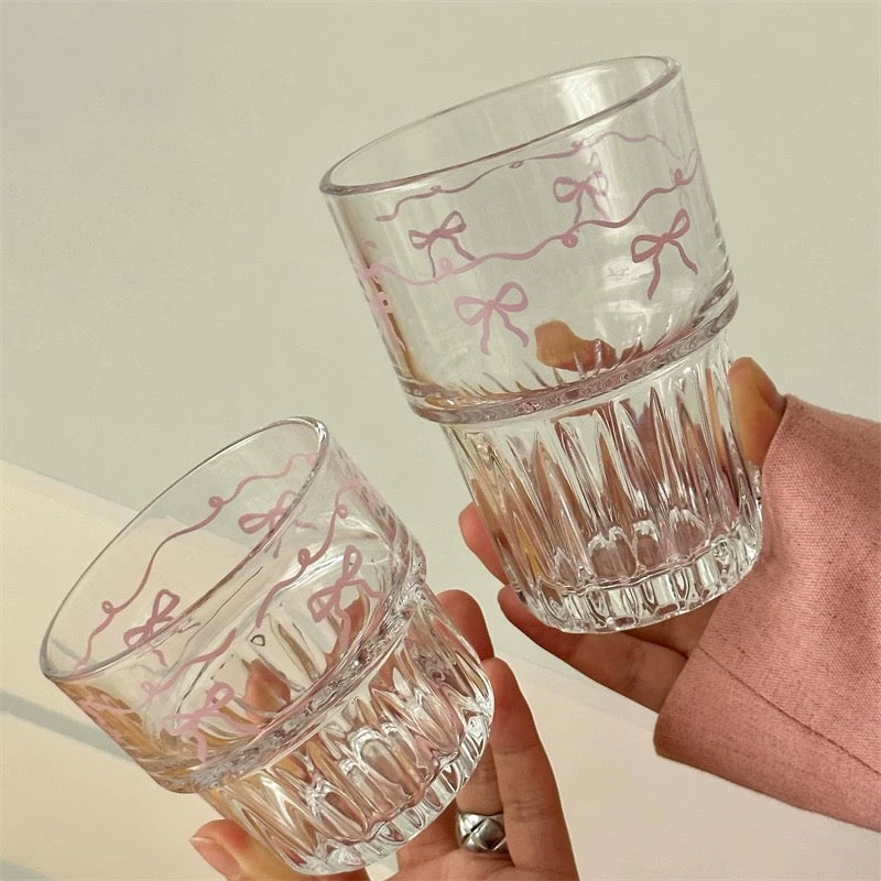 Pink Ribbon Glass Cup - 260ML & 380ML