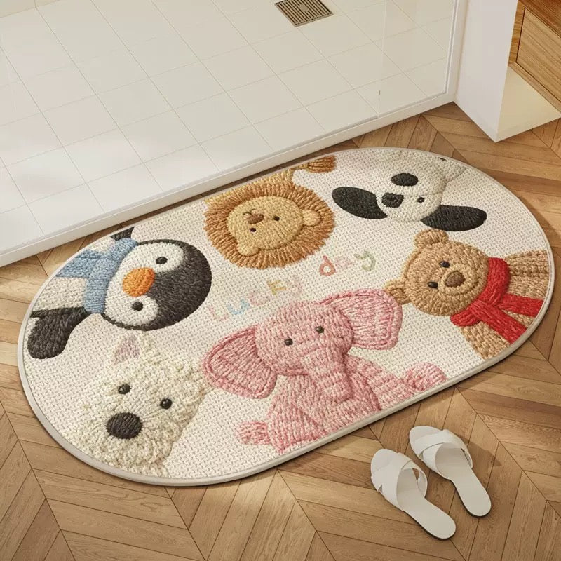 Lucky Day Linen Woven Absorbent Bathroom Rug - 50x80cm