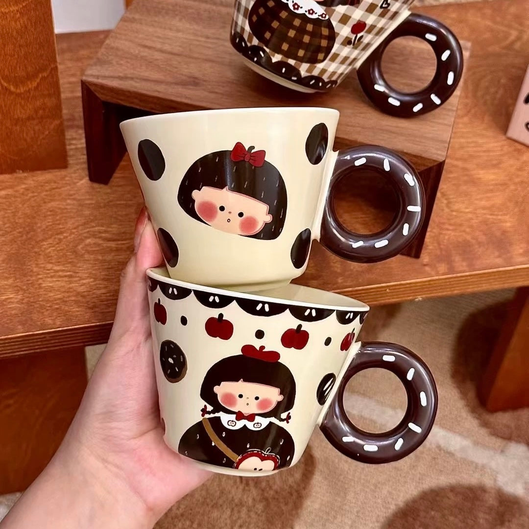 Donut Handle Girl Ceramic Mug – 290ML